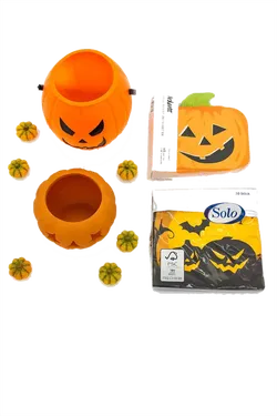 Halloween Set mit Kürbisgefäßen & Servietten - Bild 2