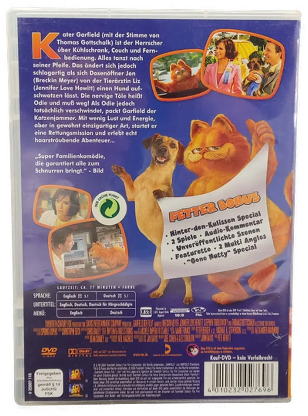 DVD "Garfield - Der Film" mit Breckin Meyer und Jennifer Love Hewitt – Bild 2