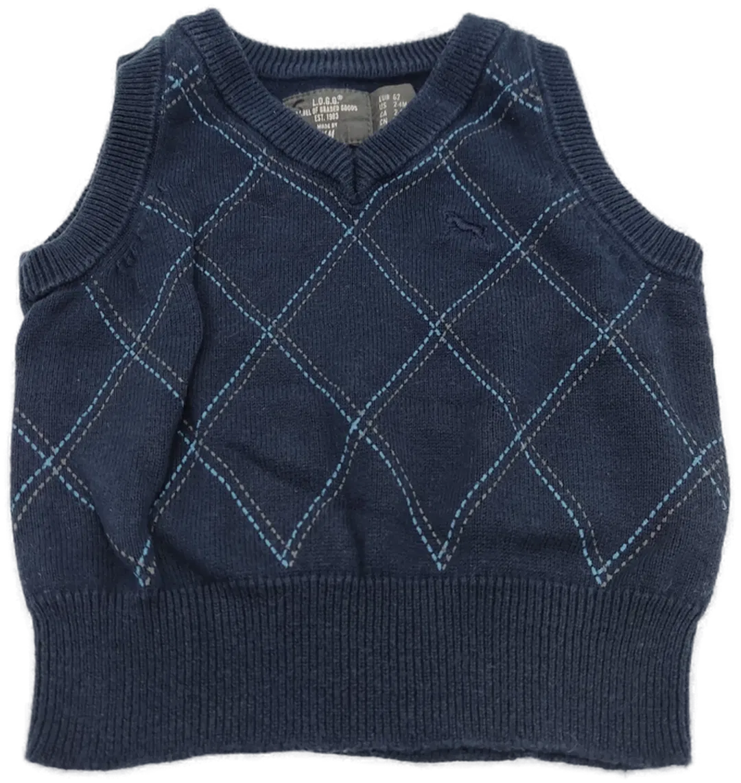 H&M Baby Jungen gestrickter ärmelloser Karo-Pullunder, Größe 62 - Bild 1