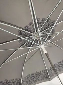 Vintage-Flanierschirm / Sonnenschirm / Damenschirm - grau geblümt - Bild 3