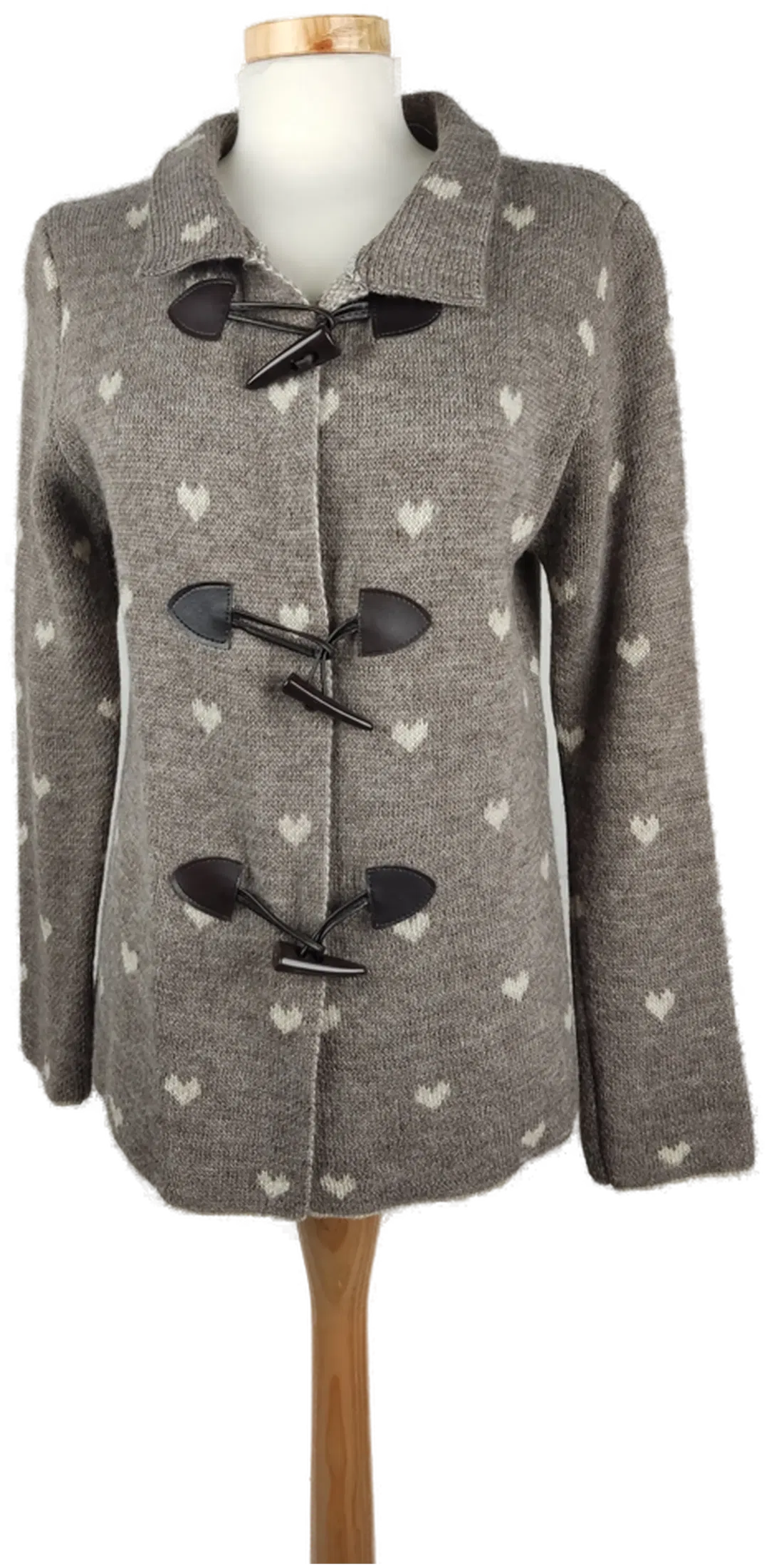 Damen Jacke graubraun mit Herzchen - L/40 - Bild 1