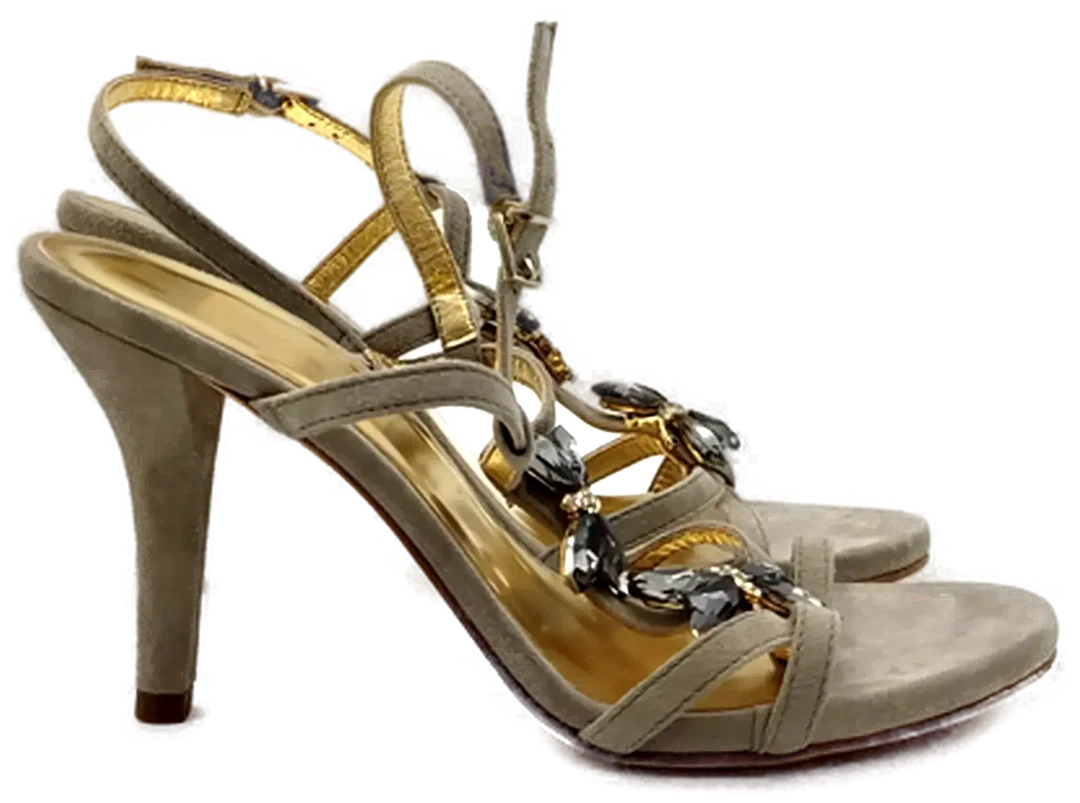Damen Ziegenvelourleder Sandalen Grau Gr. 38 – Bild 3