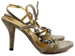 Damen Ziegenvelourleder Sandalen Grau Gr. 38 - Bild 3