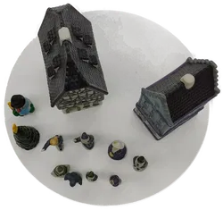 Sinowai Reg Keramik Miniatur Dorf 5 Gebäude mit 10 Figuren und 2 Laternen mit Batteriebox /Weihnachtsdorf - Bild 7