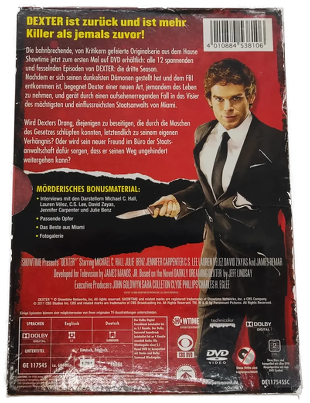 4 DVD's "Dexter" Die dritte Season  – Bild 3
