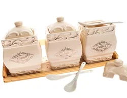 Vorratsbehälter aus Porzellan für Kaffee, Tee und Zucker - Bild 3