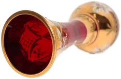 Böhmische Glasvase, rot-gold, handbemalt – ca. 22 cm - Bild 2