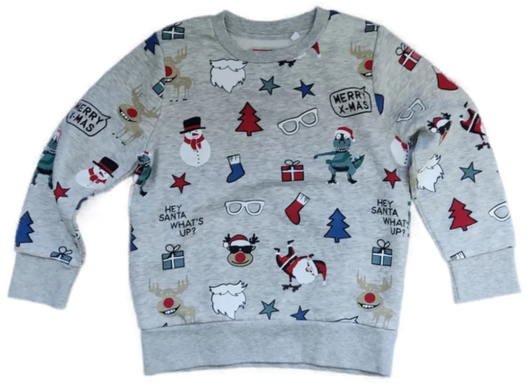 C&A Tough Team Kinder Weihnachtspullover grau gemustert Gr. 122 - Bild 4