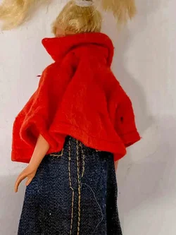 Vintage Mattel Skipper 1960er Puppe blonde Haare roter Mantel Rock ca 23 cm – Vorschau 3