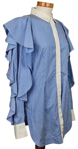 SARA BATTAGLIA Damen Bluse, blau/weiß -Gr. M - Bild 2