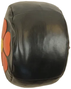 Vintage Kleiner Schwarzer Pouf/Sitzsack mit Blumenmotiv - Bild 3