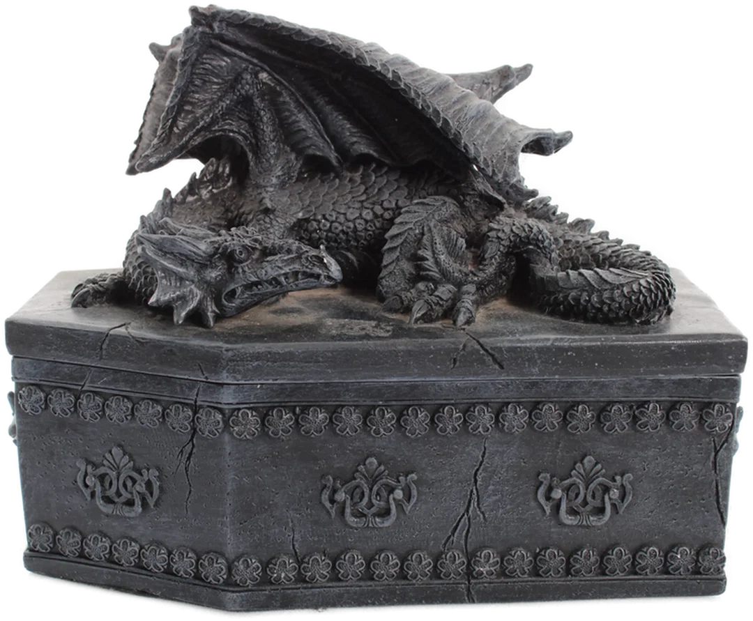 Deko-Set: Mystischer Kelch & Drachen-Sarg aus Massivholz – Gothic Fantasy Stil – Bild 3