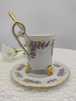 TK Thun Böhmen Porzellan Sammeltasse-Set (Mokkatasse, Untertasse, Löffel)  | Original Tschechoslowakei – Vorschau 5