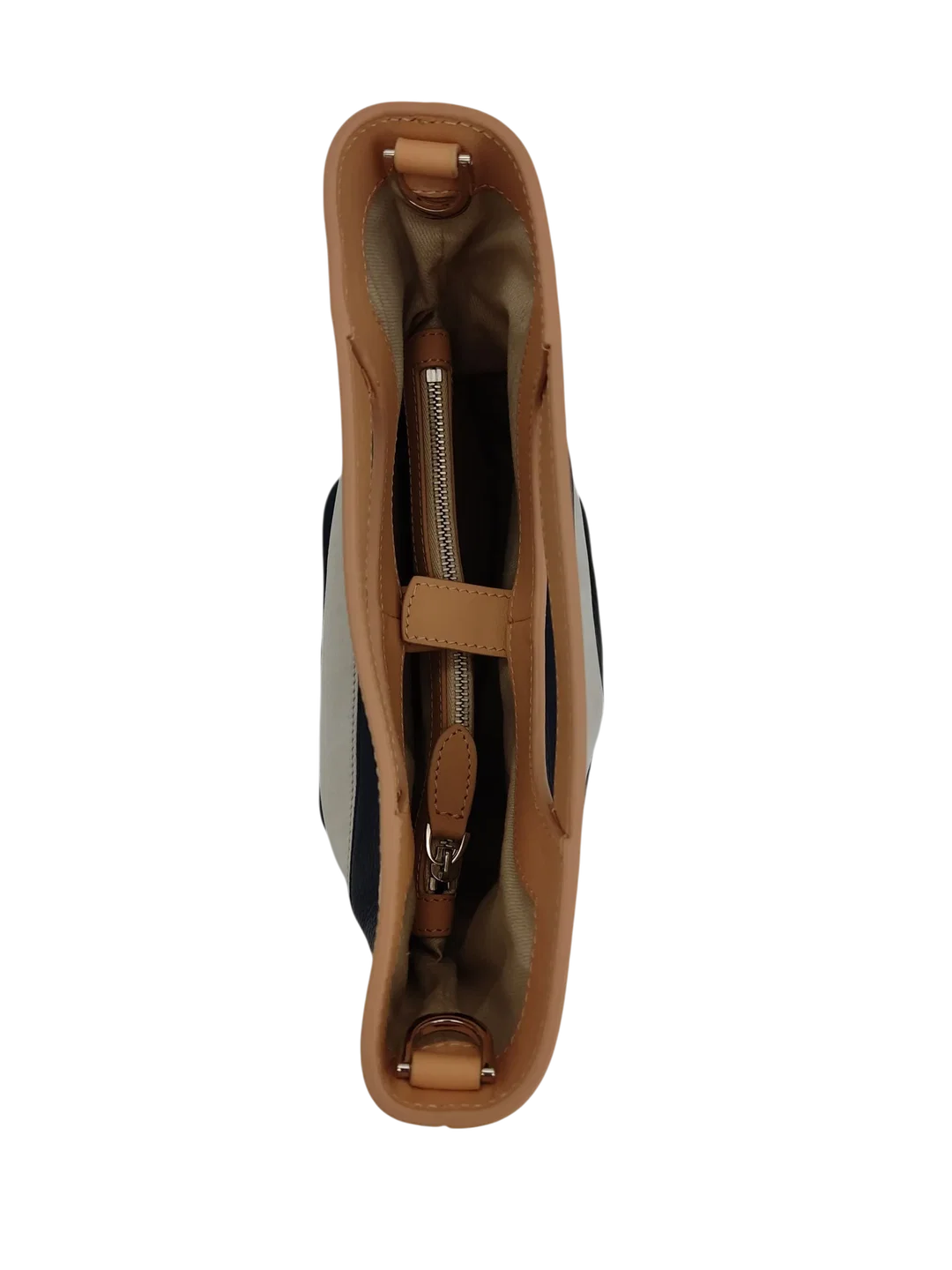 Max V. Koenig Damen Lederhandtasche, marine/weiß/creme - Höhe ca. 22 cm  – Bild 3