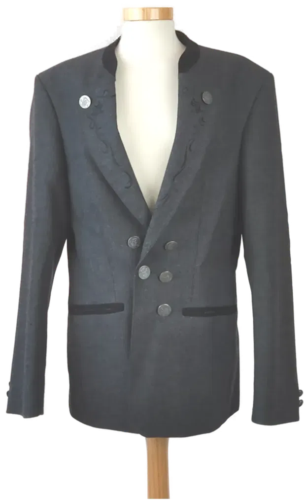 Damentrachtenjacke grau mit besticktem Kragen  - Bild 4
