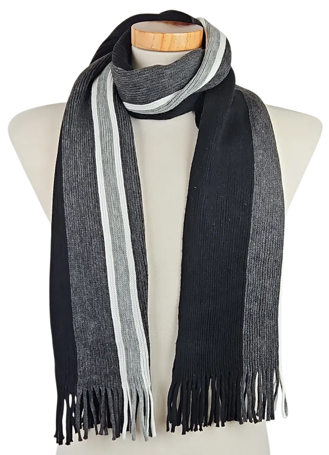 Herren Schal - schwarz/gestreift - Bild 4