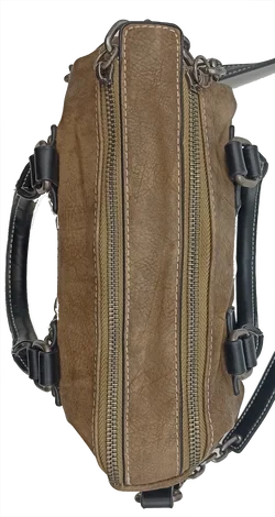 Damen Handtasche mit Nieten/ Kettendetails braun/schwarz – Vorschau 6