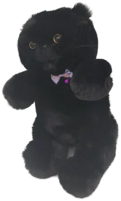 Schwarzer Plüschkater mit Schleife in Geschenkbox – HUIJUFU - Bild 4