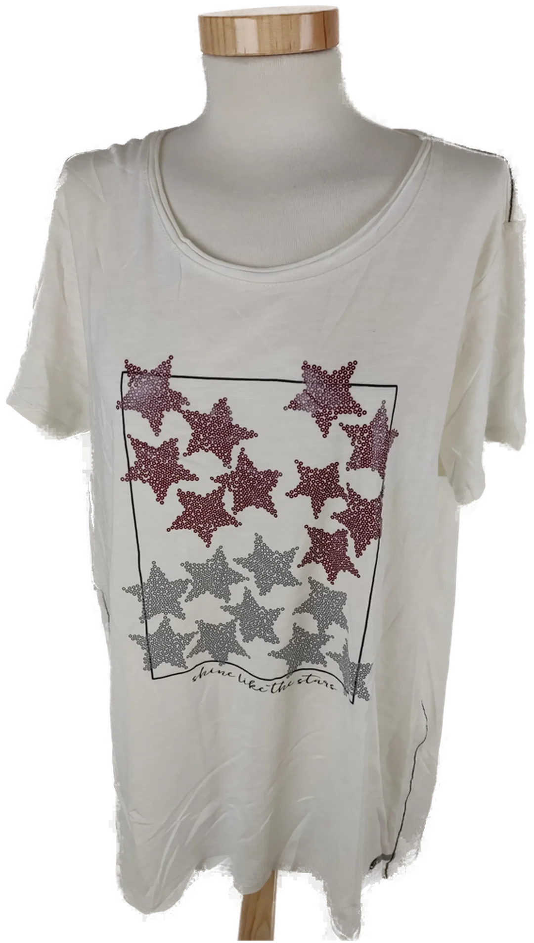 T-Shirt "Cecil", kurzarm mit Rundhalsausschnitt, creme mit Aufdruck, Größe XL – Bild 1