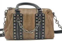 Damen Handtasche mit Nieten/ Kettendetails braun/schwarz - Bild 2