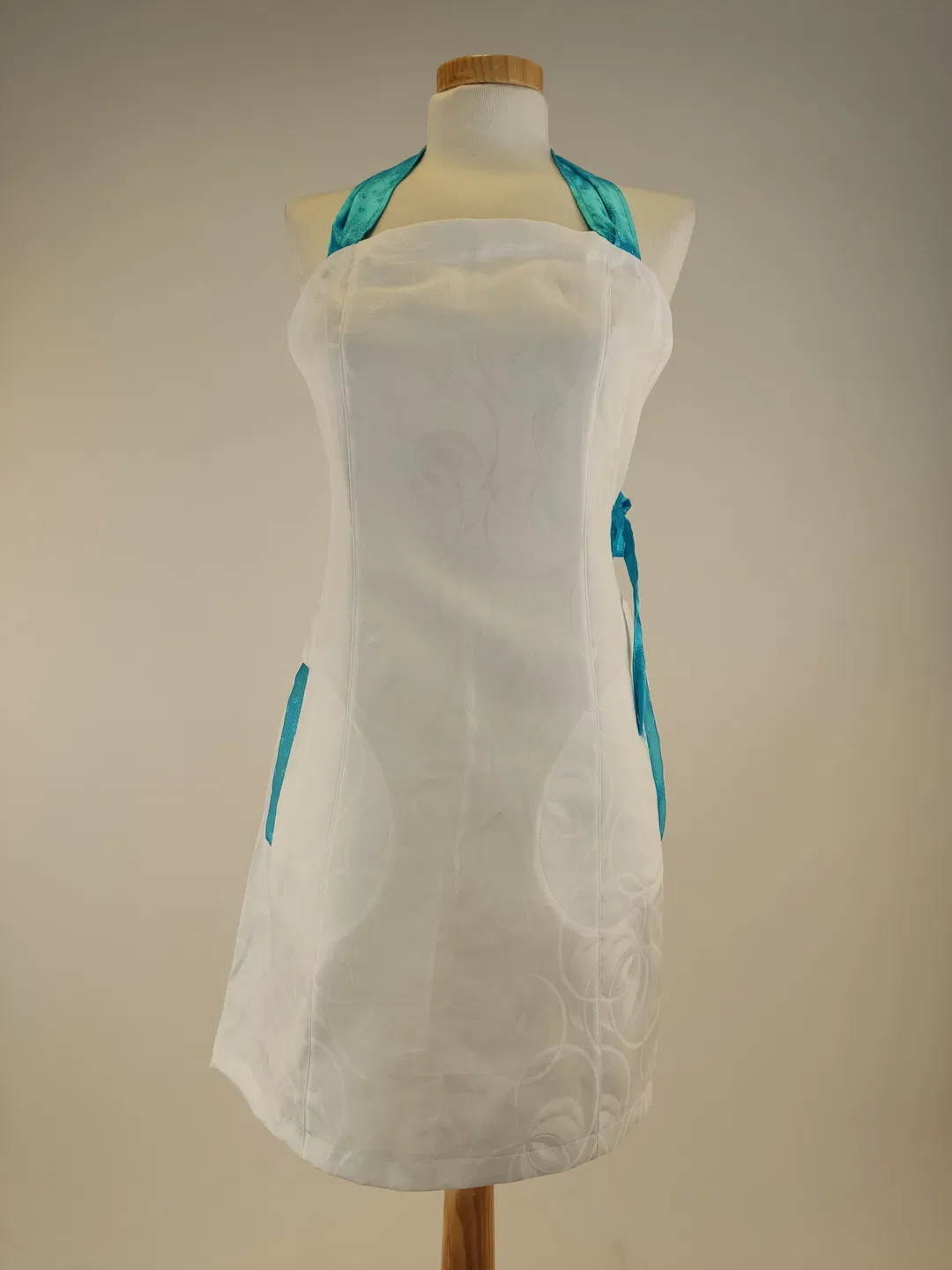 Kochschürze Stoff, weiß mit blau Größe 36-38 - Bild 1