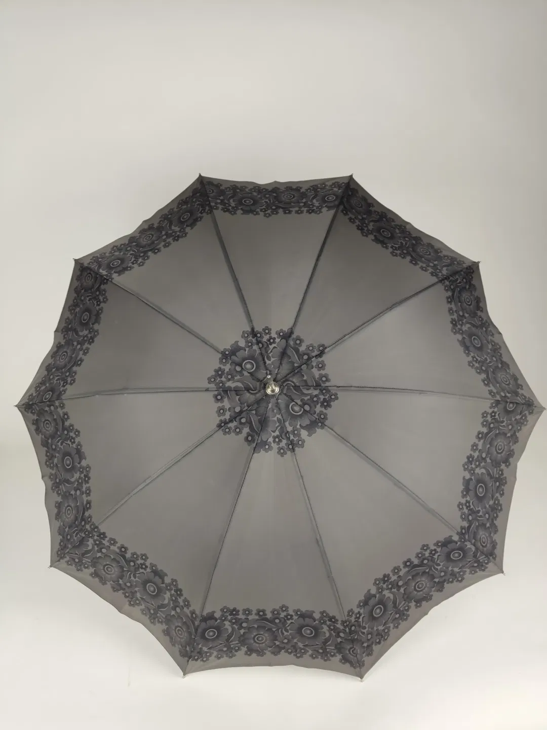 Vintage-Flanierschirm / Sonnenschirm / Damenschirm - grau geblümt - Bild 4