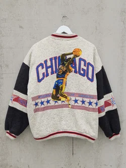 CHICAGO Herren 90´s Basketball Jacke, grau/rot meliert - Gr.L – Vorschau 2