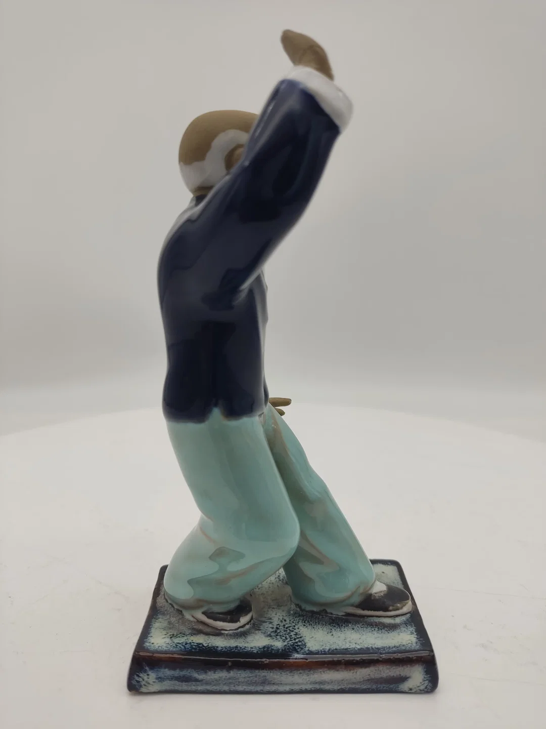  Keramikfigur Tai Chi Meister, Chinesische Handgefertigte Kampfkunst, Wanjiang Kunst Mudman Glasur ca. 1950-1960  – Bild 4