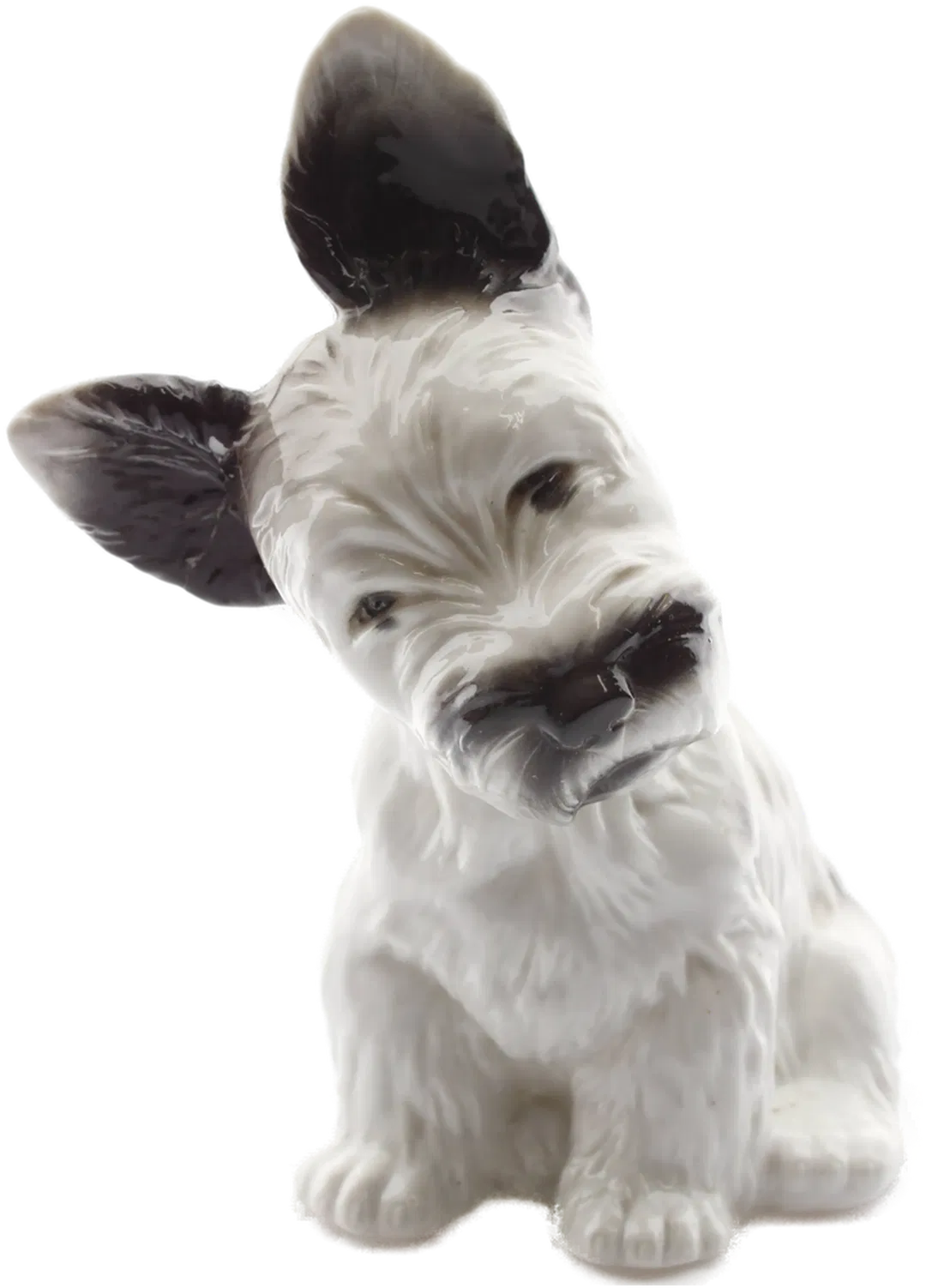 Vintage Porzellan Hund Figur – Terrier / Schnauzer – handbemalt – ca. 22,5 cm - Bild 1