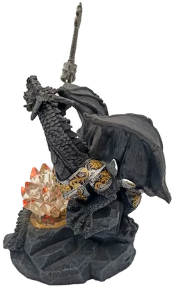 Agora Gifthouse Sweden Deko-Drache mit Schwert & LED-Kristall – Gothic Fantasy Figur – Vorschau 2