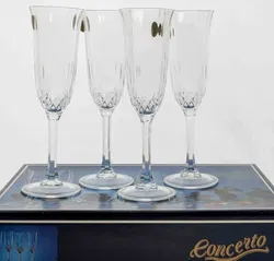 Concerto Capri - 4er-Set Kristall-Champagnergläser / Sektflöten (Vintage, Made in Italy) - Bild 3