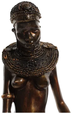 Exquisite afrikanische Frauenfigur in Bronzeoptik mit Wasserkrug - Bild 4
