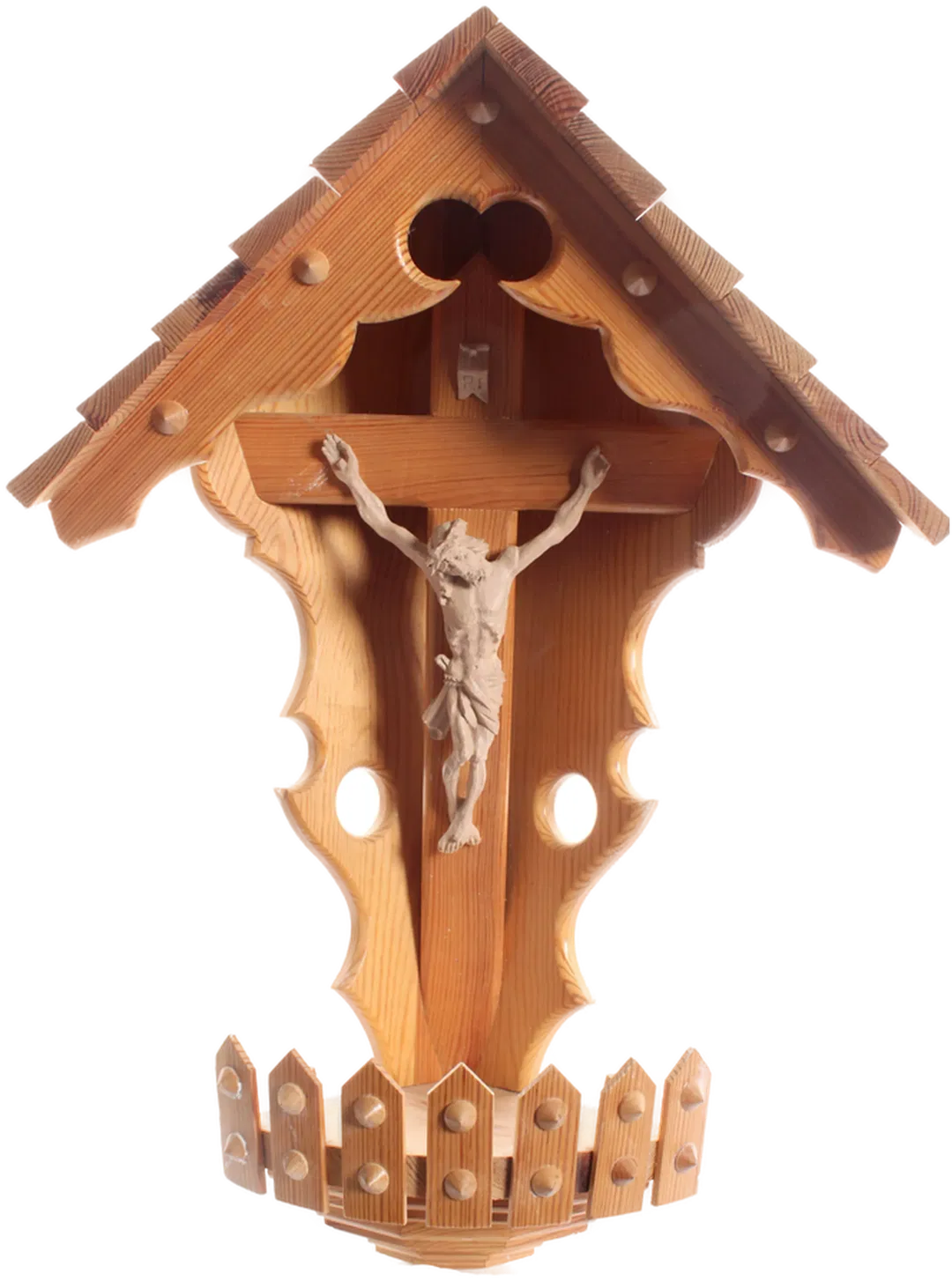 Herrgottswinkel aus Holz – Kruzifix mit Jesusfigur – handgeschnitzt – ca. 56 cm – religiös - Bild 1