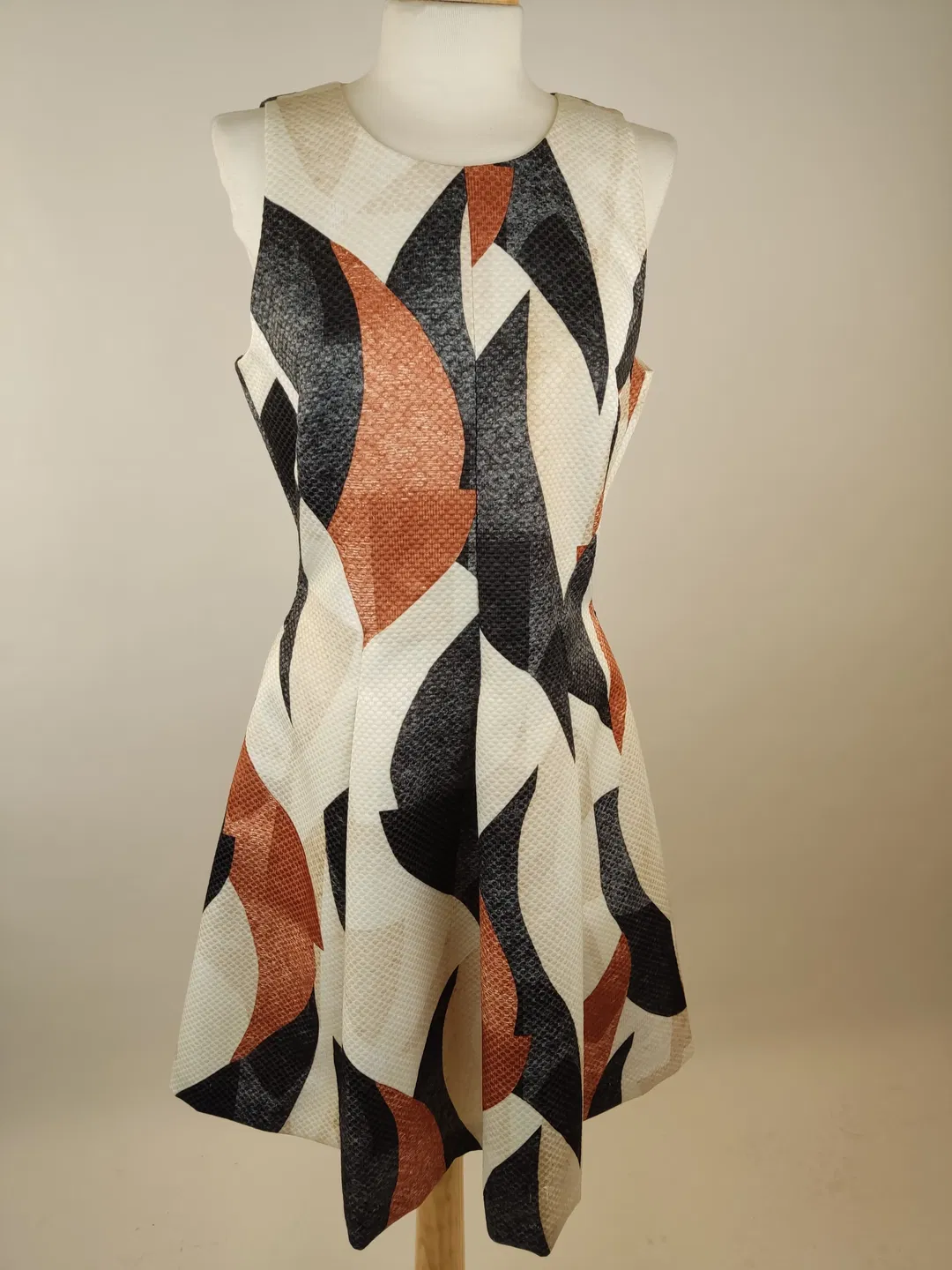 H&M Minikleid schwarz-weiss-braun - L/40 - Bild 1