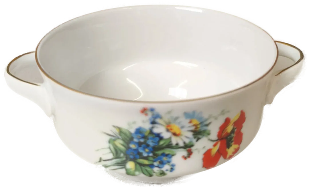 Waldsassen Bavaria, 3 Suppentassen mit Goldrand, Vintage – Bild 2