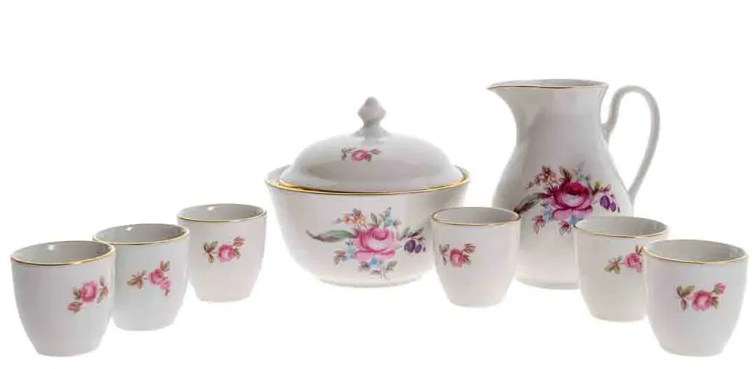 BOHEMIA 8-teiliges Mokka-/Kaffeeservice aus Porzellan mit Blumenmotiv - Bild 1