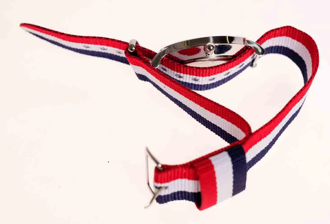 ET Quarz Armbanduhr, weißes Zifferblatt, Datum mit 3 Bänder – Bild 3