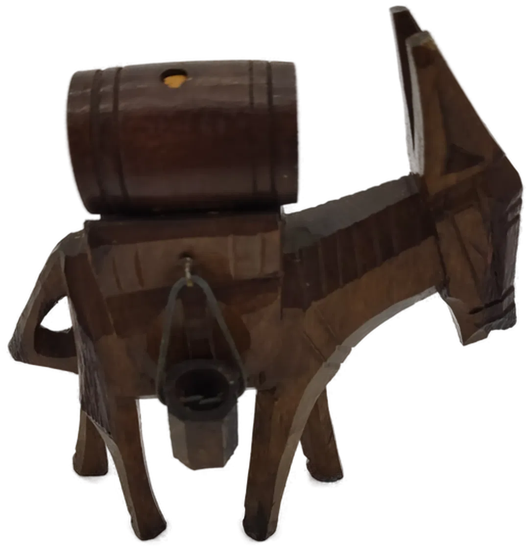 Kleiner Esel mit Fass und zwei Eimern, braun, Größe ca. 14 x14 cm - Bild 1