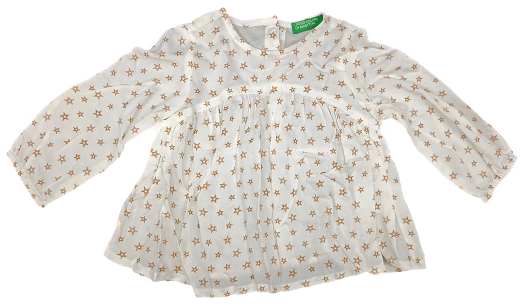 United Colors of Benetton Kindershirt weiß gemustert Gr. 68 - Bild 1