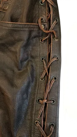 Gaucho Herren Leder Motorradhose braun Gr. 34 - Bild 4