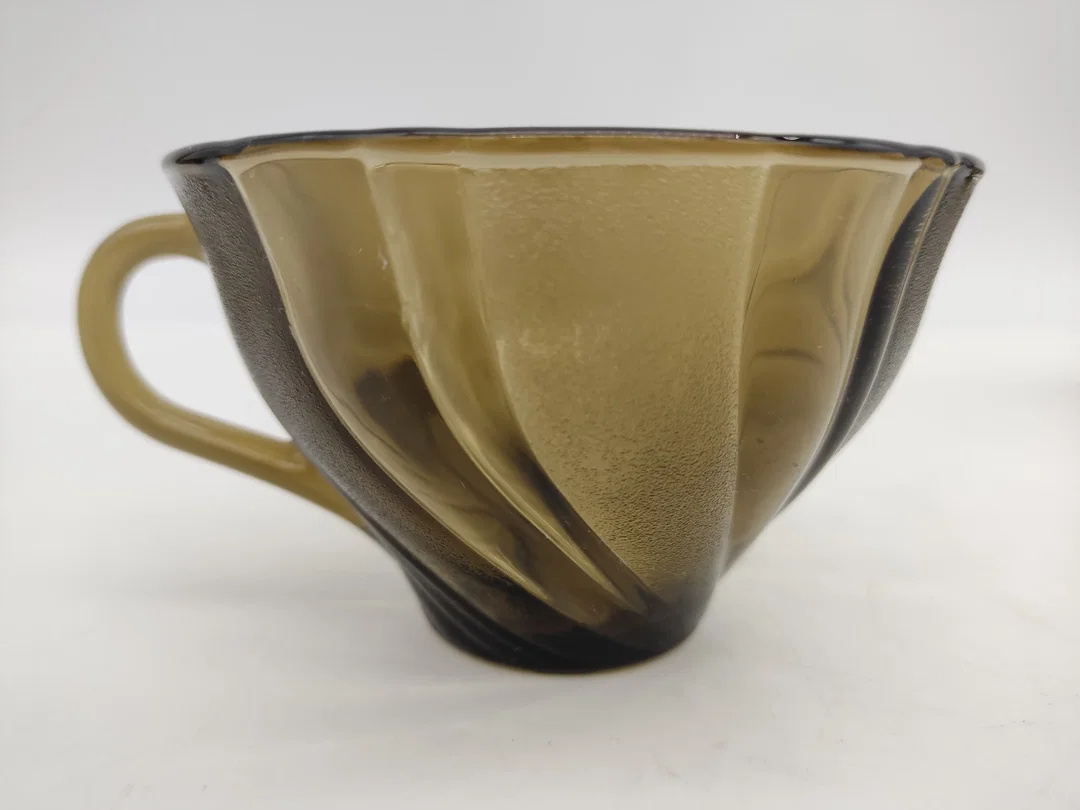 Vereco Duralex Smoked Glass Swirl 6 Stk Tee-Kaffeetassen + 6 Stk Untertassen – Bild 2