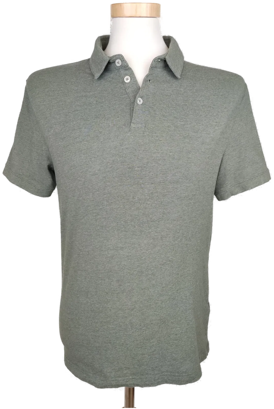 H&M Herren Poloshirt grün/grau melé - M/48 - Bild 4