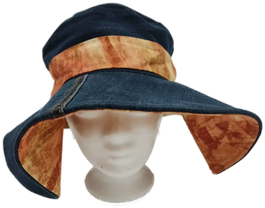 Damen Sonnenhut Jeansstoff mit buntem Hutband- Kopfumfang 22cm - Bild 4