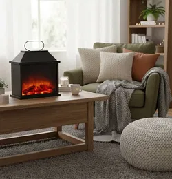 EASYmaxx LED-Kamin / LED Metall-Laterne XXL – Kaminfeuer-Effekt – Schwarz – ca. 31,5 cm - Bild 1