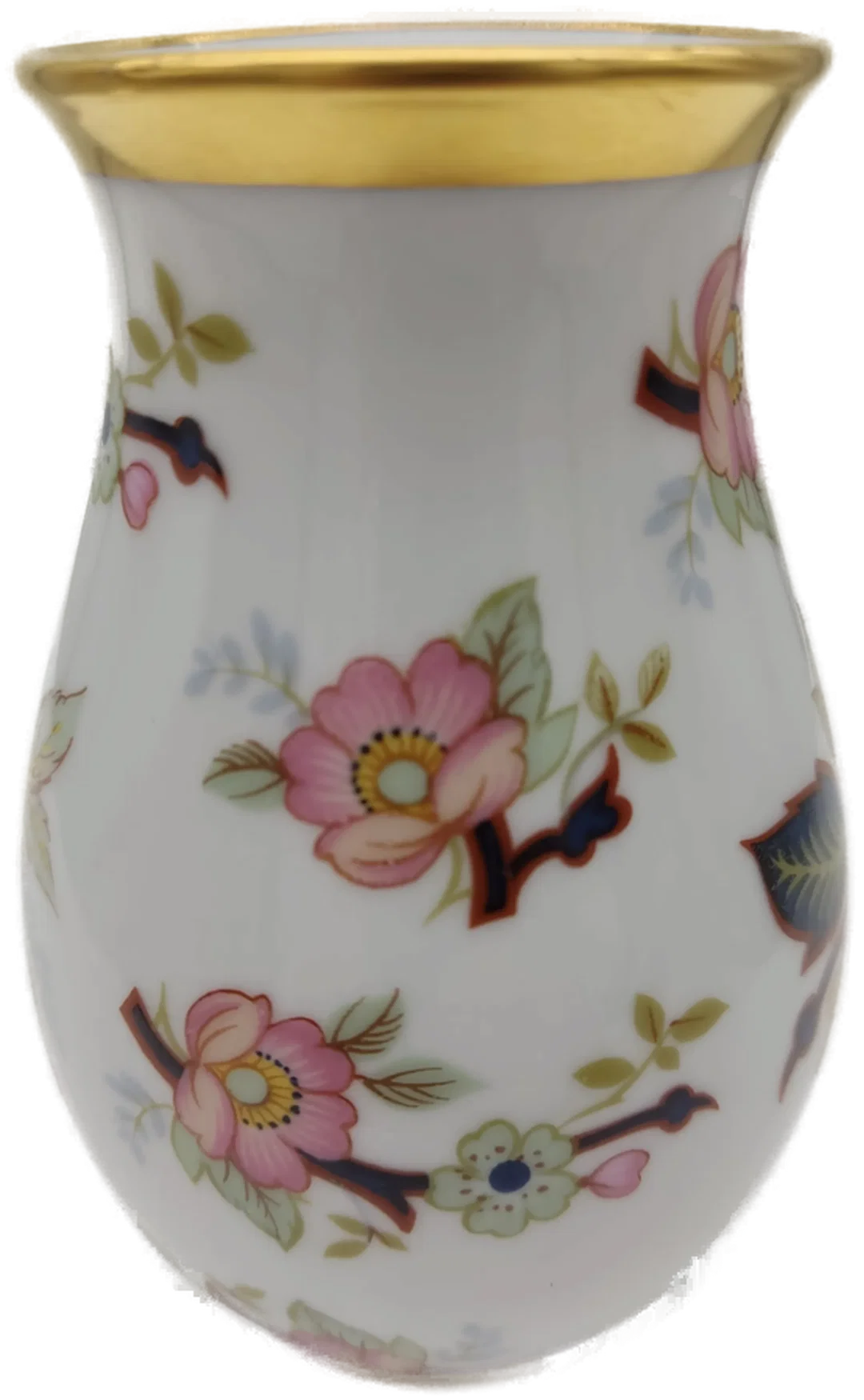 Vase von Royal Porzellan Bavaria mit Blumendekor und Goldrand  – Bild 3