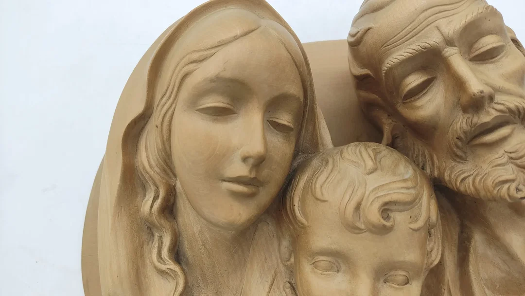 Maria, Josef & Jesus Wandbehang aus Holz / Heiligenfiguren – Bild 2