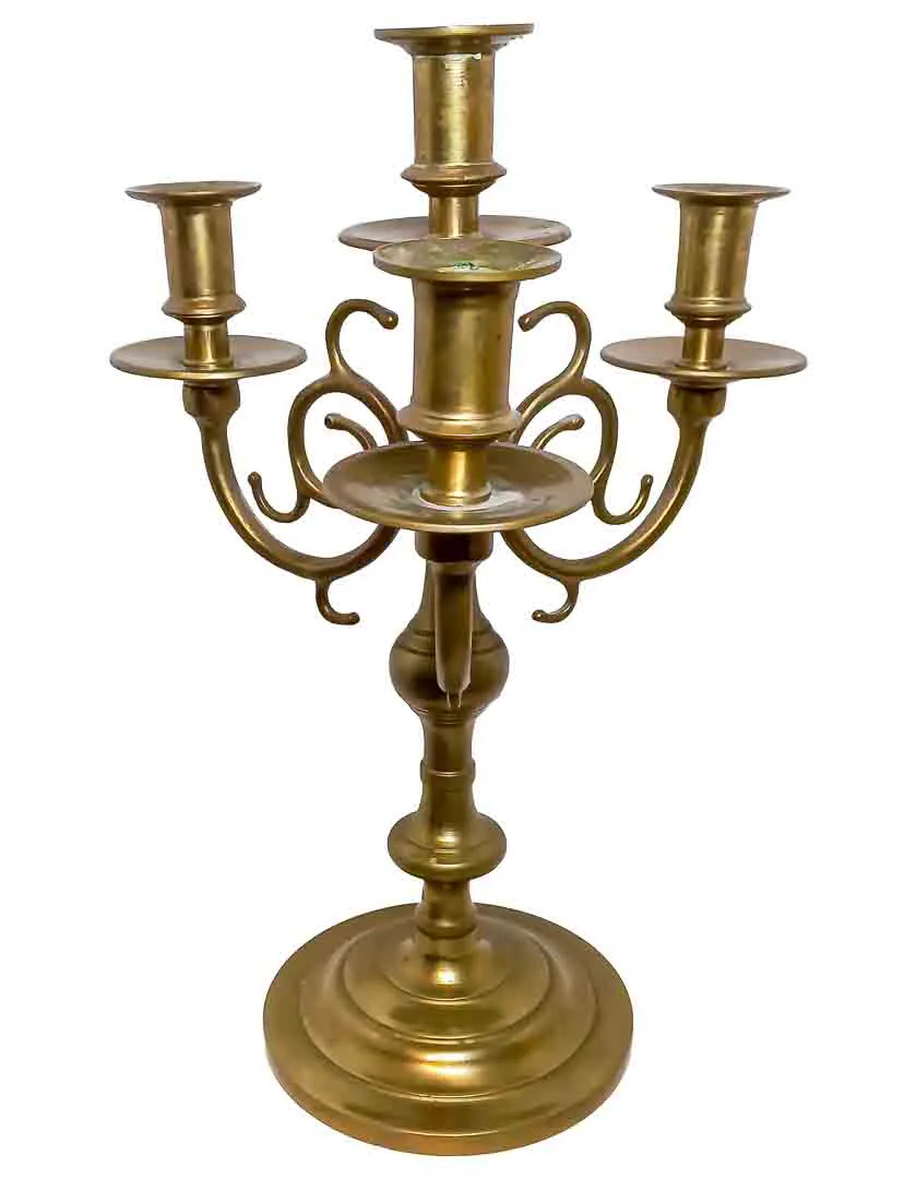 Edler 3-armiger Kerzenleuchter aus massivem Messing (34 cm) - Bild 2