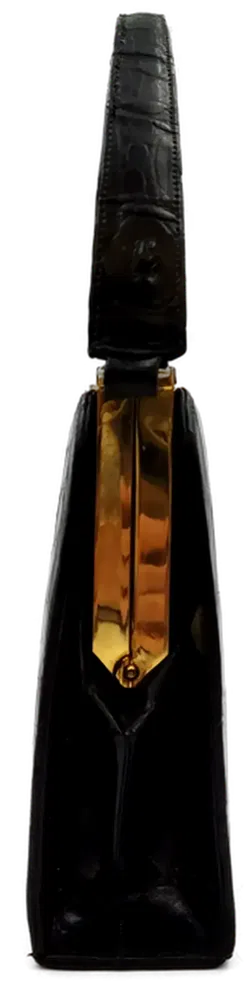 Kaimanleder Damen Vintagetasche schwarz - Bild 4