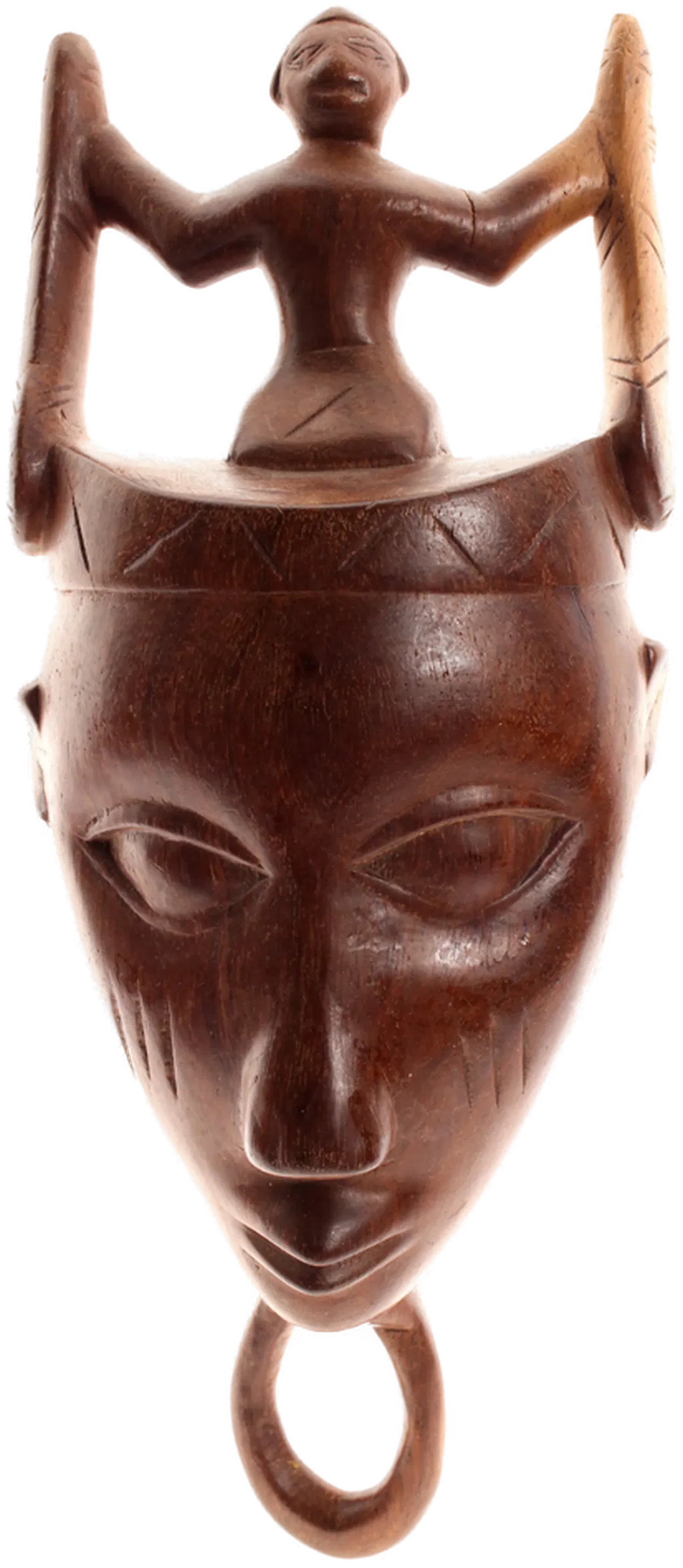 Afrikanische Holzmaske – handgeschnitzt – ca. 38,5 cm – Wandmaske / Ethno Kunst - Bild 1