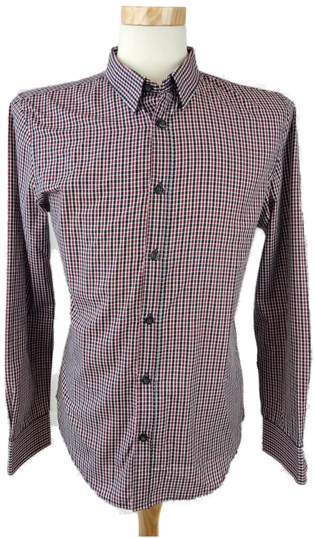 SMOG Herrenhemd rot, schwarz kariert - M (Slim fit) - Bild 1